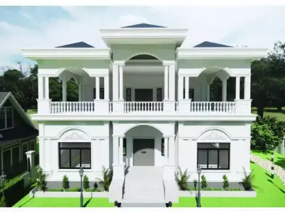 Modern design  Classical design villa house home exterior  Low-poly 3D model