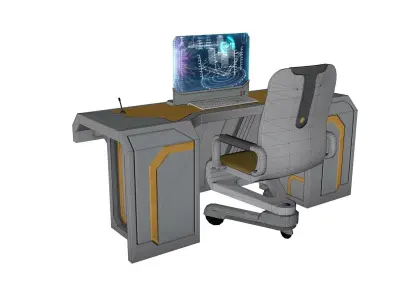 Futuristic Desk Low-poly 3D model