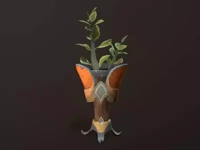 Cartoon ornament table and chair Low-poly 3D model