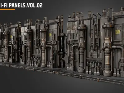sci fi  panels vol 02 Low-poly 3D model