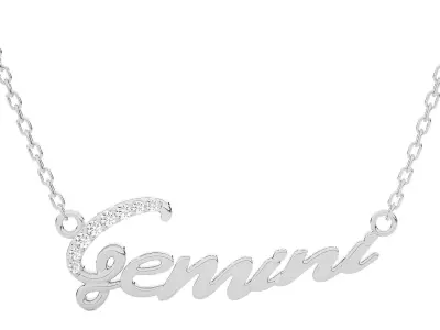 Gemini Zodiac Pendant Necklace 3dm stl render detail 3D print model