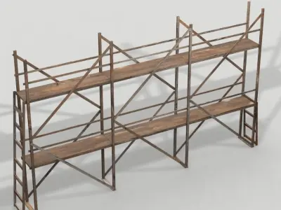 Scaffolding 01 from wood Low-poly 3D model