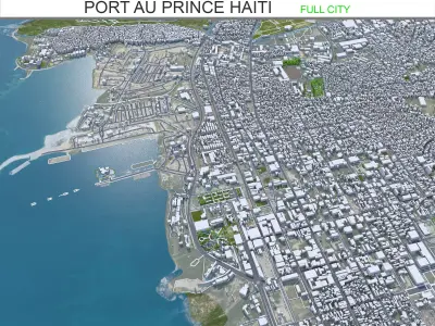 Port au Prince Haiti 20km Low-poly 3D model