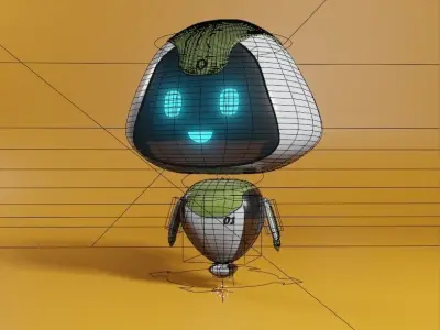 Robot Low-poly 3D model 3