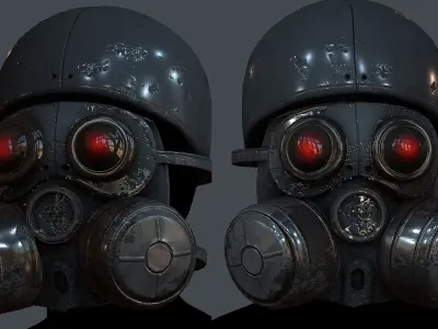 Gas mask helmet 3d model scifi Low-poly Low-poly 3D model Low-poly 3D model