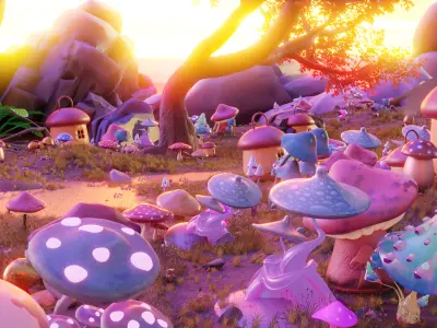 Fantasy Mushroom Village 3D model
