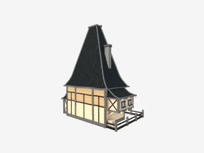 Medieval Building A05 Cartoon Black - Scenery Backdrop House Low-poly 3D model