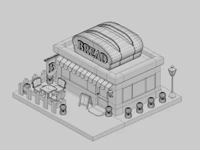 Bread Store - Isometric Low-poly 3D model