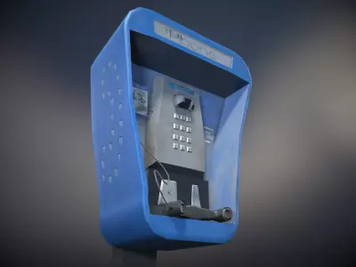 Stylized Payphone Low-poly 3D model