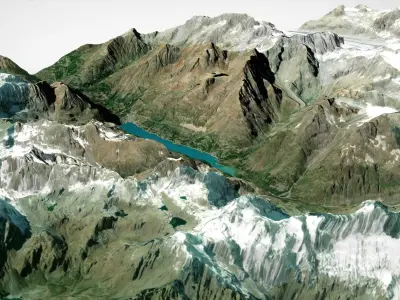 Mountain landscape Lago di Palce Maulin Italy 3D model