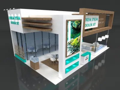 Exhibition Stand Booth Stall 11x7m Height 500cm 3 Side Open 3D model