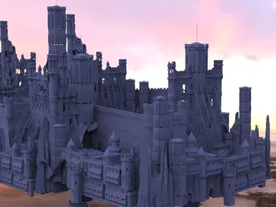 Medieval Fortress Ruins for games 3D model
