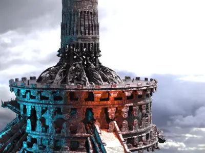 Medieval Dark Ages Monolith Dark Walls 2 3D model