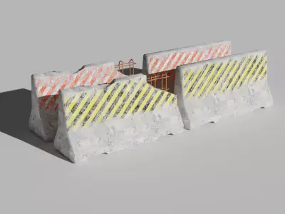 Concrete bariers Low-poly 3D model