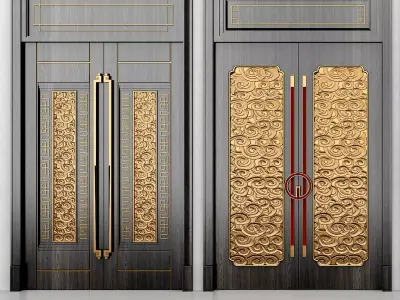 double door Low-poly 3D model