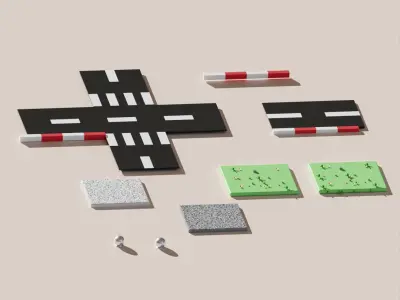 Street Assets Pack 3D Model cute  Low-poly 3D model