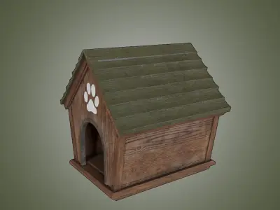 Outdoor Wooden Dog House 3D model
