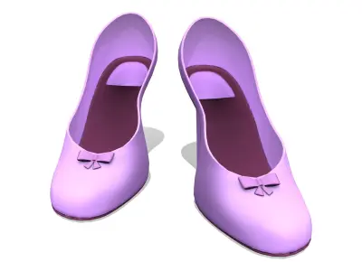 Purple Little Front Bow Stillettos High Heel Shoes Low-poly 3D model
