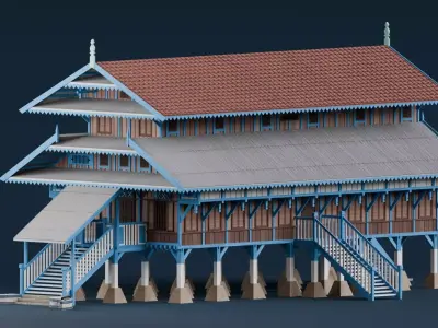 Traditional Houses - Rumah Banua Tada Low-poly 3D model