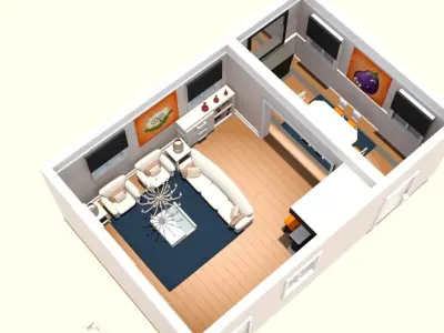 Cartoon Living Room Rich 3D model