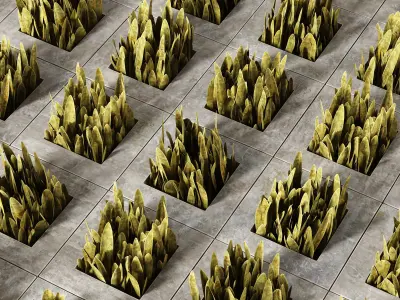 Eco-parking concrete floor with grasses 3D model