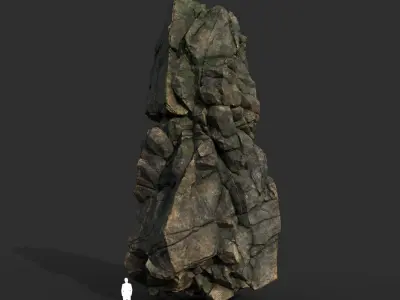 Low poly Gray Mossy Cliff Modular 211126 Low-poly 3D model