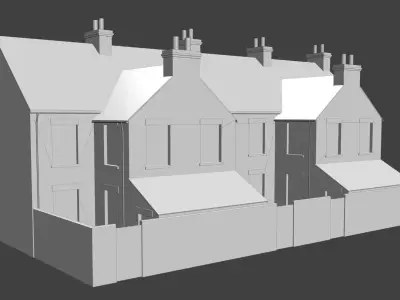 Redbrick uk semi detached victorian  house Low-poly 3D model
