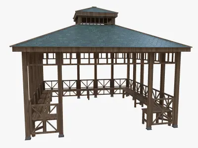 Wooden Garden Pergola Gazebo Arbor Collection 3D Model Pack