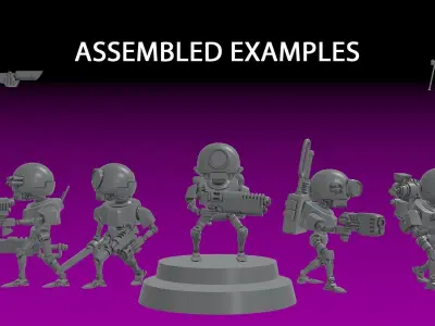 SERVOCORE ALL FACTIONS - ASSISTANT DROID SQUAD -IN PARTS- 28mm 3D print model