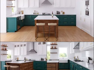 Green kitchen 3D model