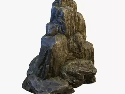 Mossy Boulder 1 Low-poly 3D model