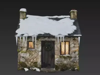 Winter Solstice Stone Cottage 3D Model Low-poly 3D model
