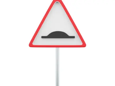 3d  Speed bumps warning of traffic signs 3D model