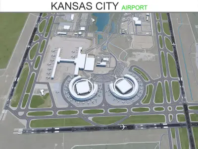 Kansas City Airport 12km Low-poly 3D model