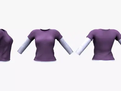 Female Long Sleeve T-shirt 2in1 Low-poly 3D model