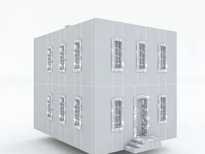 Old Stone Building nterior and Exterior Low-poly 3D model