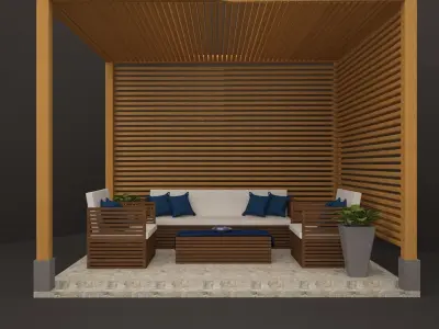 gazebo wooden pergola 3D model