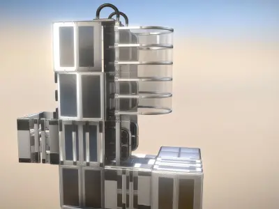 Modular Sci-Fi Ladders Silver Low-poly 3D model