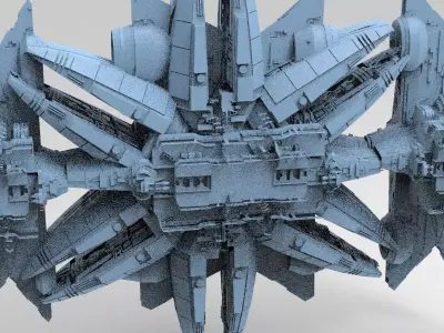 Star Ship pulse generator space walkways  3D model