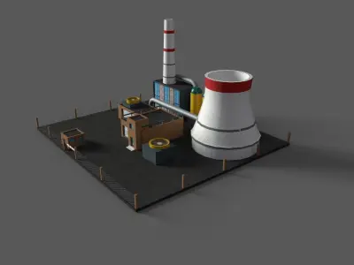 Cartoon Power Plant model Low-poly 3D model