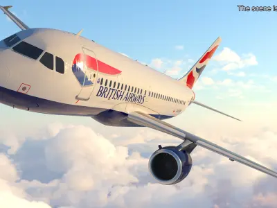  British Airways Airbus A319 Rigged for Cinema 4D 