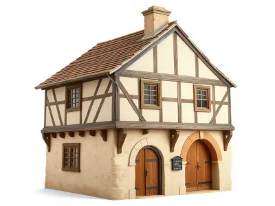 Medieval HalfTimbered House Model Pack Low-poly 3D model