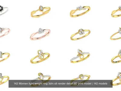 142 Women light weight ring 3dm stl render detail 3D print model 3D Model Pack