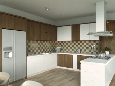 Kitchen and Dining room design 3D model
