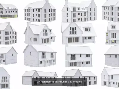 37 Neighborhood Houses 3D Model Pack
