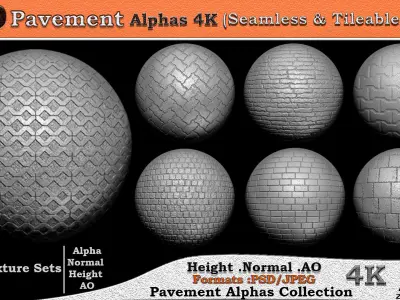 100 Pavement Alphas Collection Seamless  Tileable VOL 05 Texture