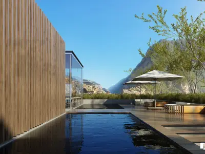 VRay - C4D Scene files - Resort Exterior 3D model