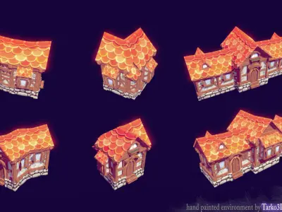 Fantasy Land - Low poly hand painted environment  Low-poly 3D model