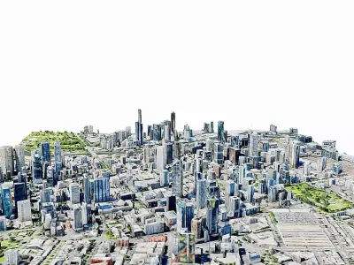 Melbourne city Low-poly 3D model