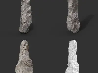 Gray Vertical Rock Modular 221120 - Ultra HD 16K Texture Low-poly 3D model